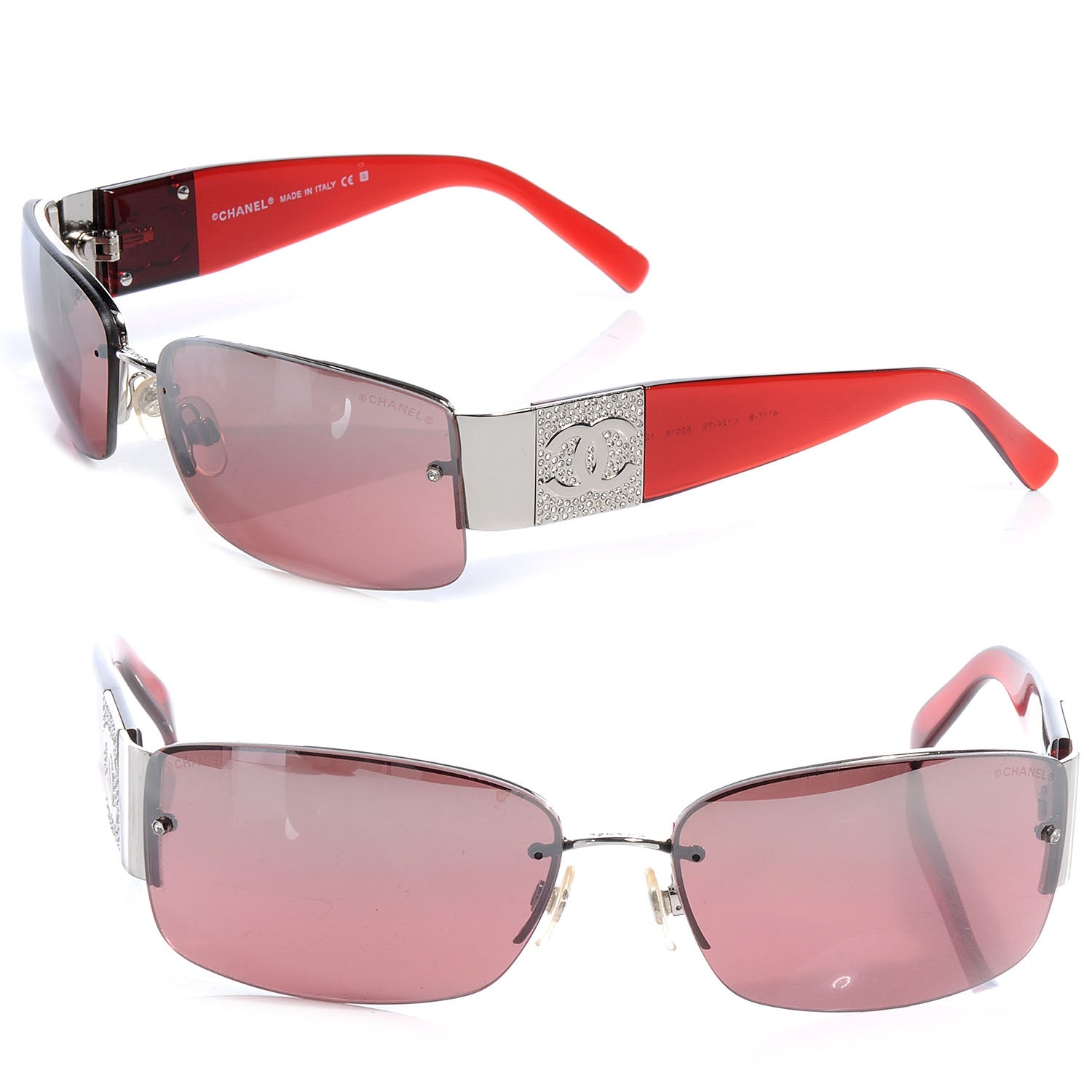 Chanel Crystal CC Logo Sunglasses 4117 B Red 1 of 6