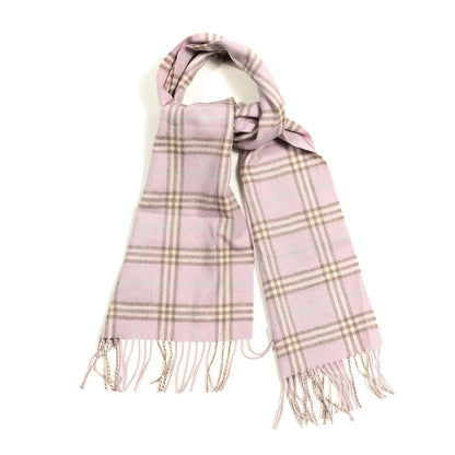 Burberry Lambswool Check Fringe Scarf Pink 1 of 3