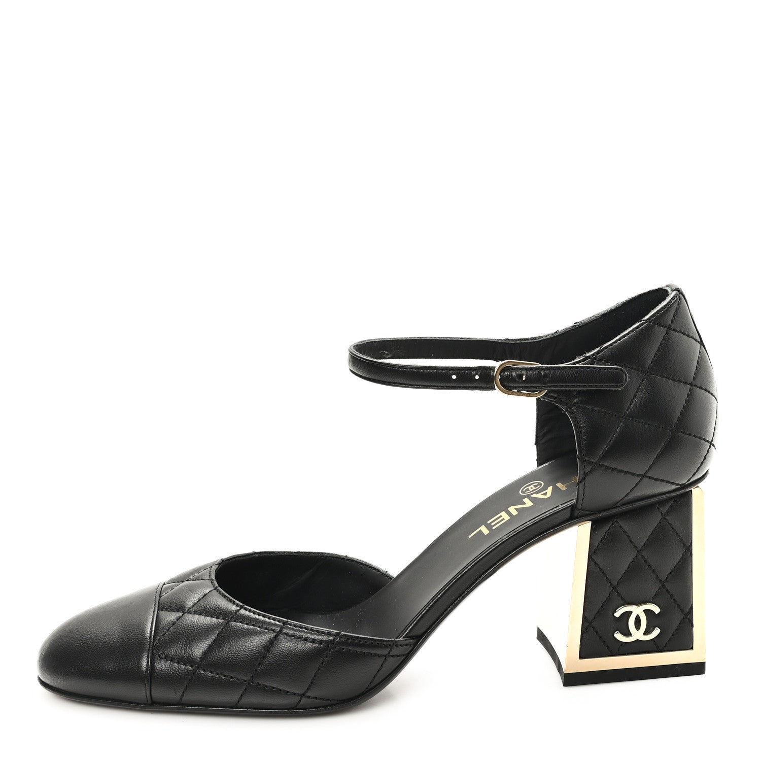 Chanel Lambskin Quilted Cap Toe Mary Jane Pumps 39.5 Black 1 of 10