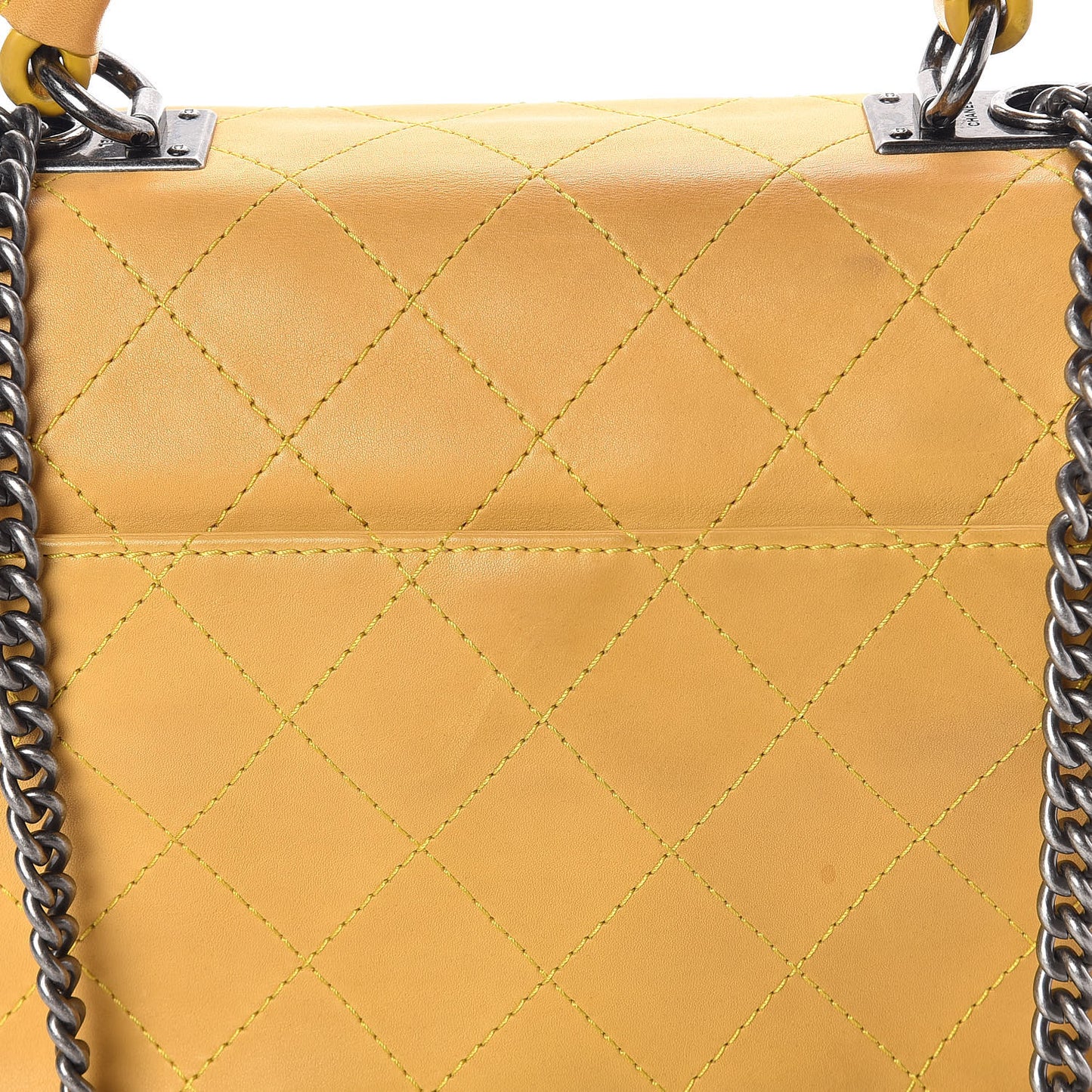 Calfskin Stitched Urban Luxury Top Handle Bag Yellow
