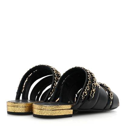 Chanel Lambskin Chain Mule Sandals 36.5 Black 4 of 7