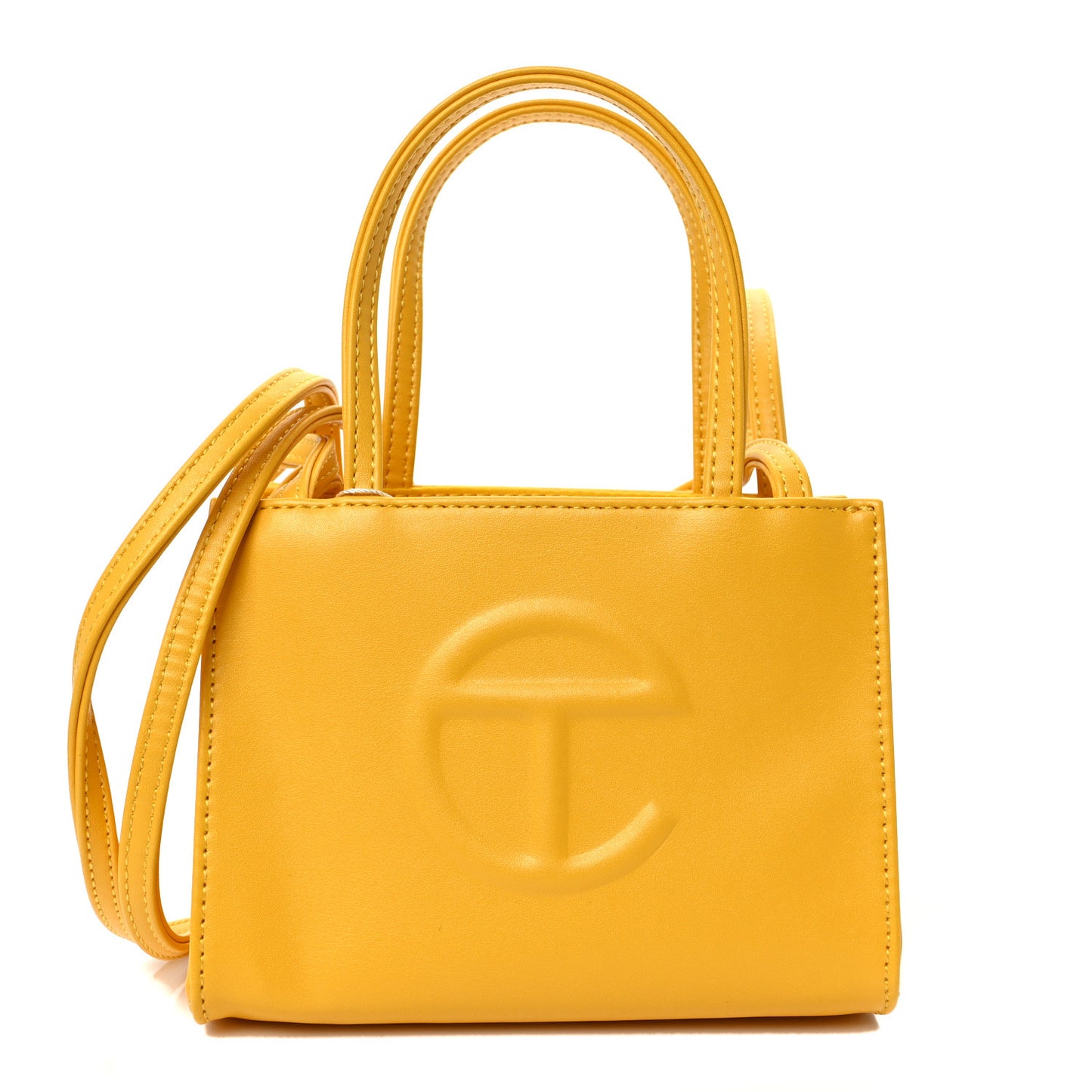Vegan Leather Small Shopping Bag Yellow