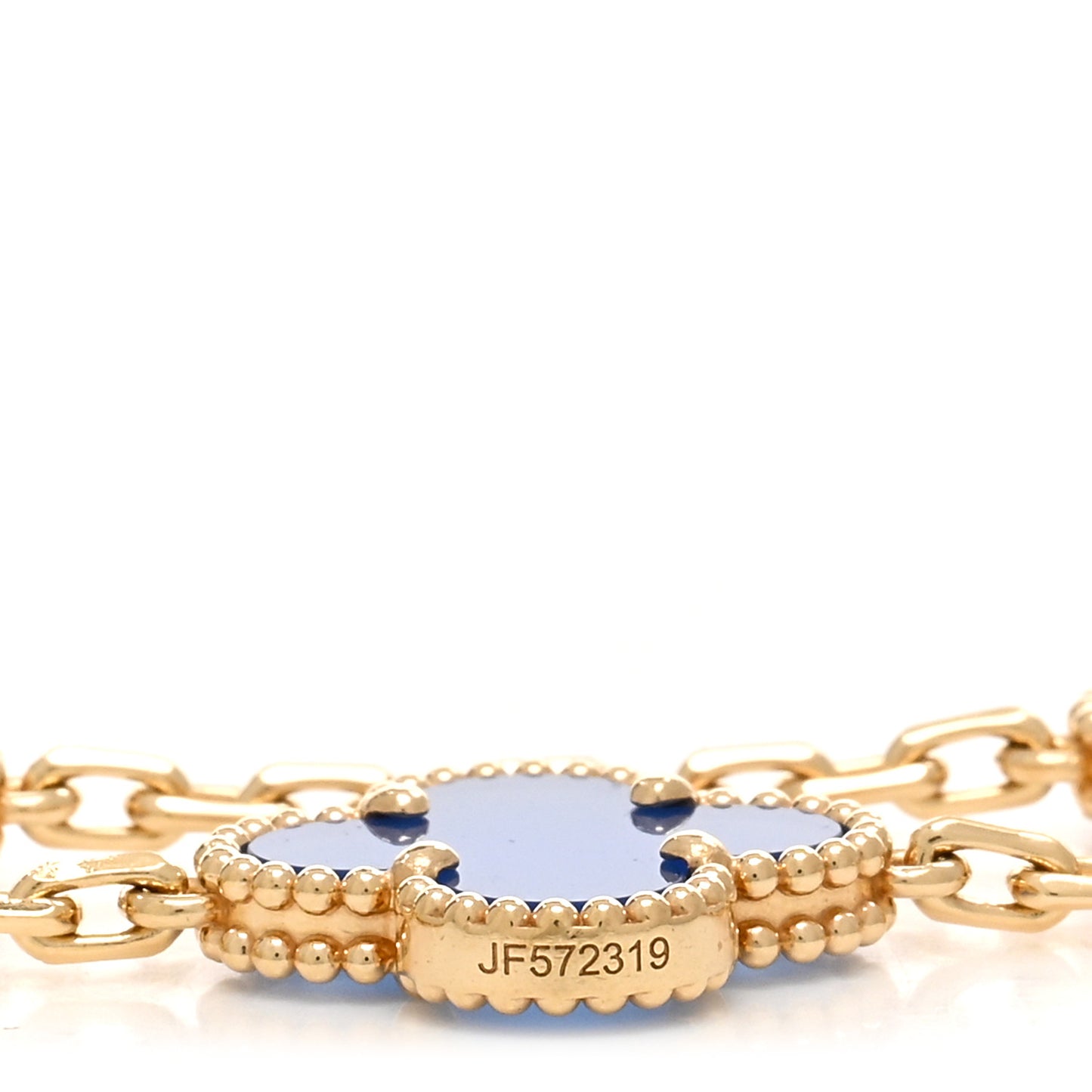 18K Yellow Gold Blue Agate 5 Motifs Vintage Alhambra Bracelet