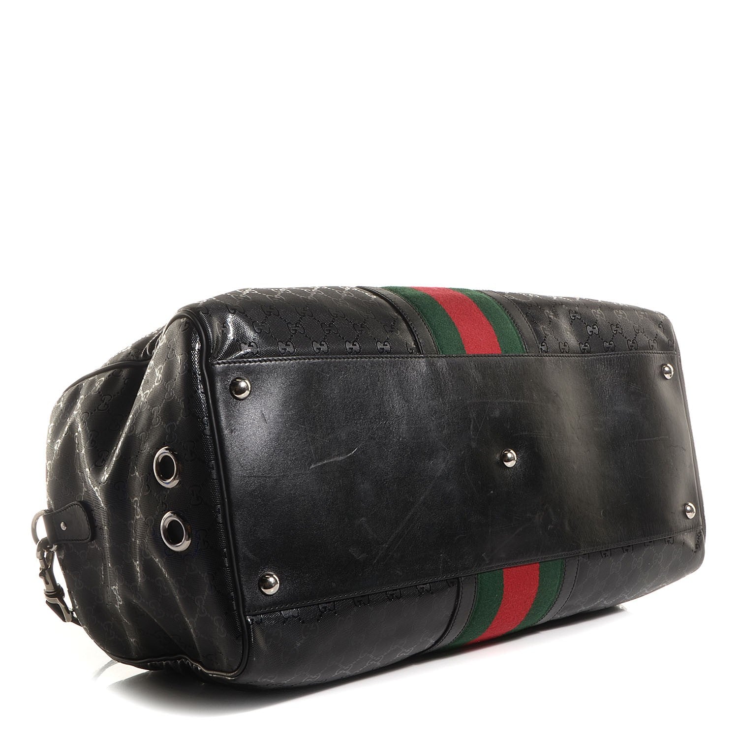 Gucci Imprime Monogram Web Carry On Duffle Bag Black 5 of 10