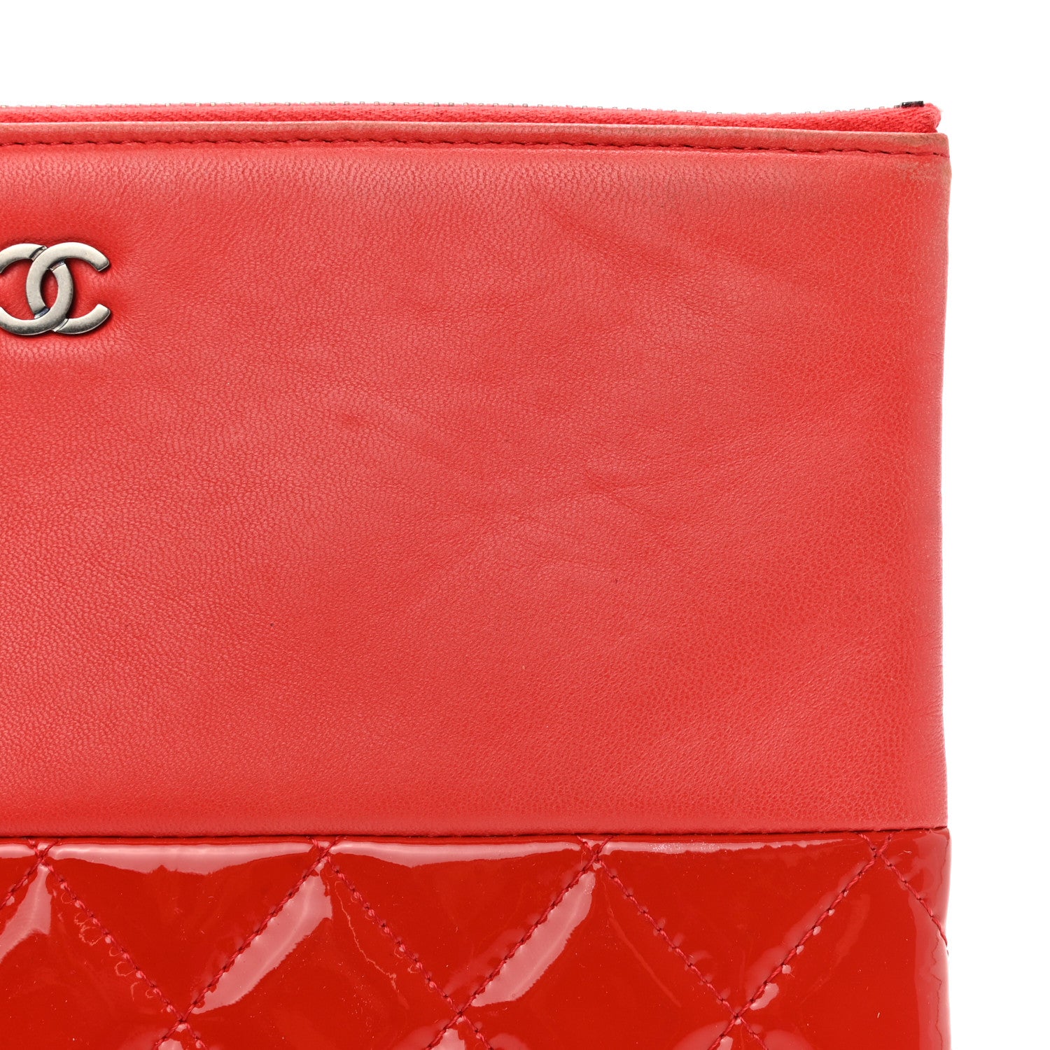 Chanel Calfskin Patent Quilted Medium Cosmetic Case Red 8 of 12