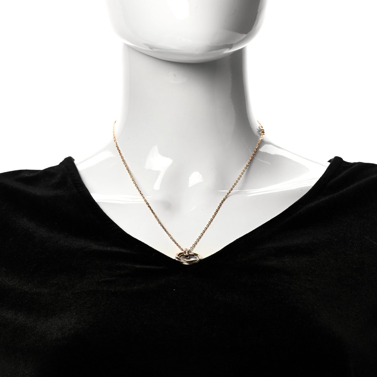 18K Pink White Yellow Gold Diamond Trinity Pendant Necklace
