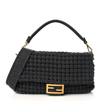 Fendi Wool Woven Baguette Grey 2 of 9