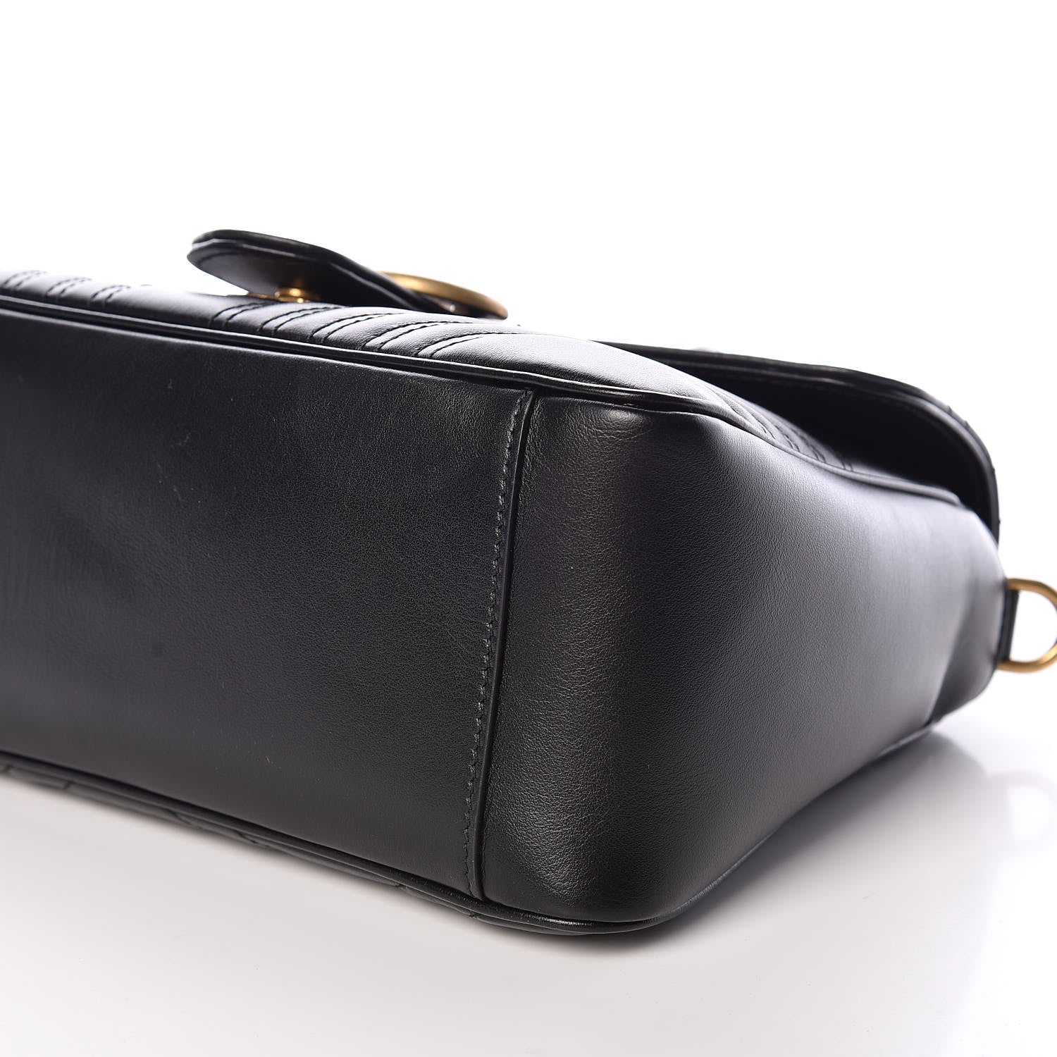 Gucci Calfskin Matelasse Small GG Marmont Top Handle Shoulder Bag Black 6 of 9