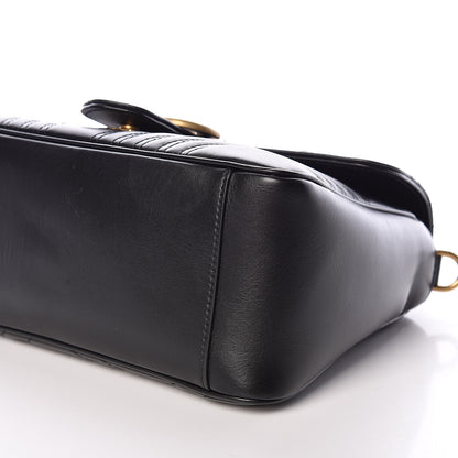 Gucci Calfskin Matelasse Small GG Marmont Top Handle Shoulder Bag Black 6 of 9