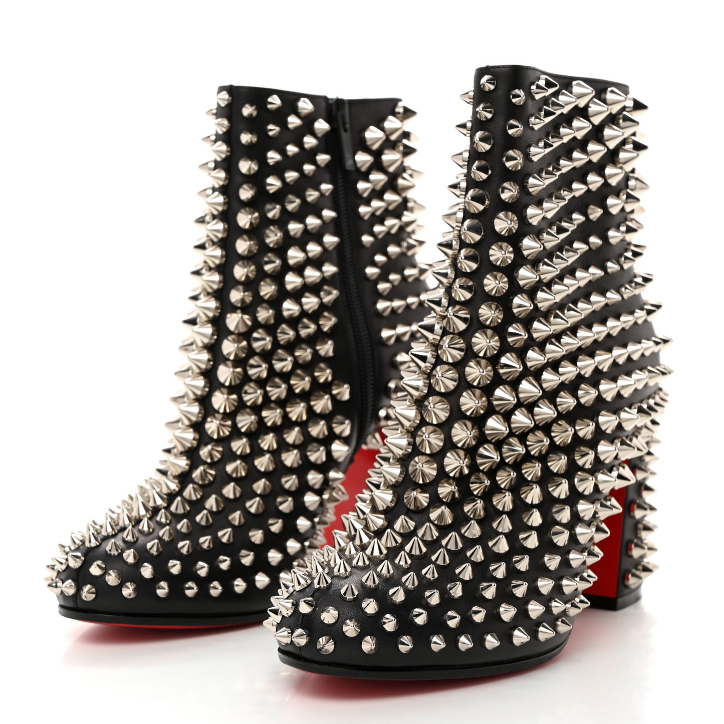 Calfskin Louise Capet Spikes 85 Boots 37 Black Silver