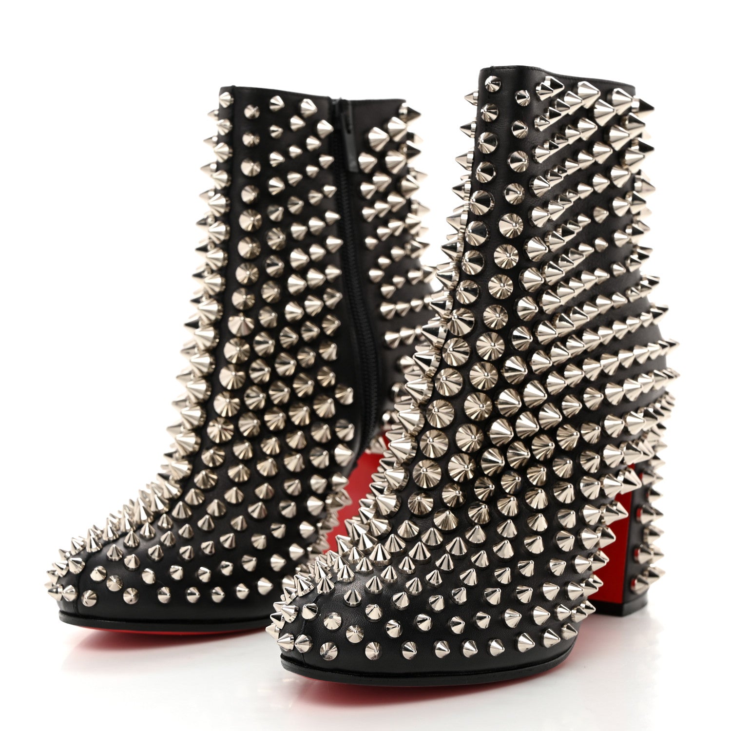 Christian Louboutin Calfskin Louise Capet Spikes 85 Boots 37 Black Silver 2 of 8