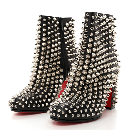 Christian Louboutin Calfskin Louise Capet Spikes 85 Boots 37 Black Silver 2 of 8