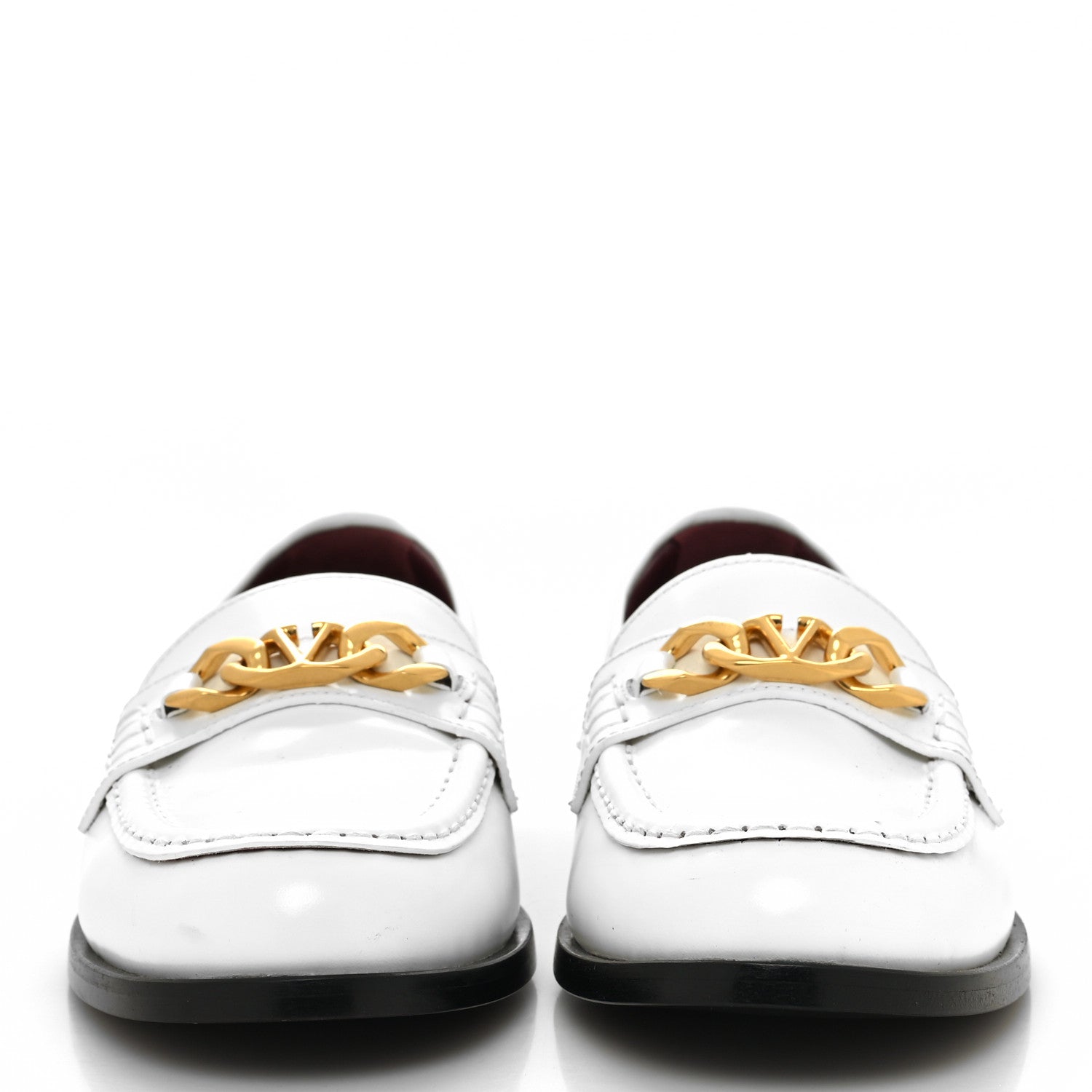 Valentino Garavani Calfskin VLogo Chain Loafers 39 White 2 of 9