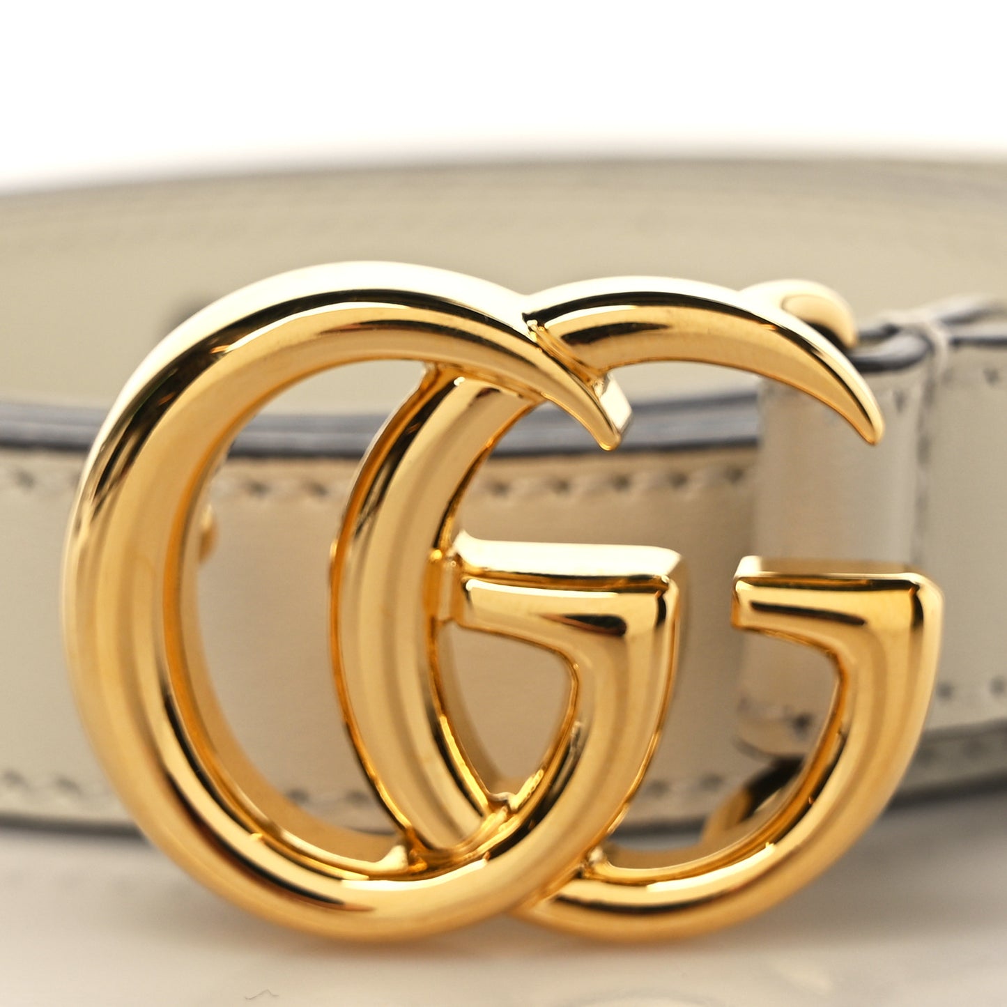 Plutone Calfskin Double G 20mm Belt 80 32 Mystic White