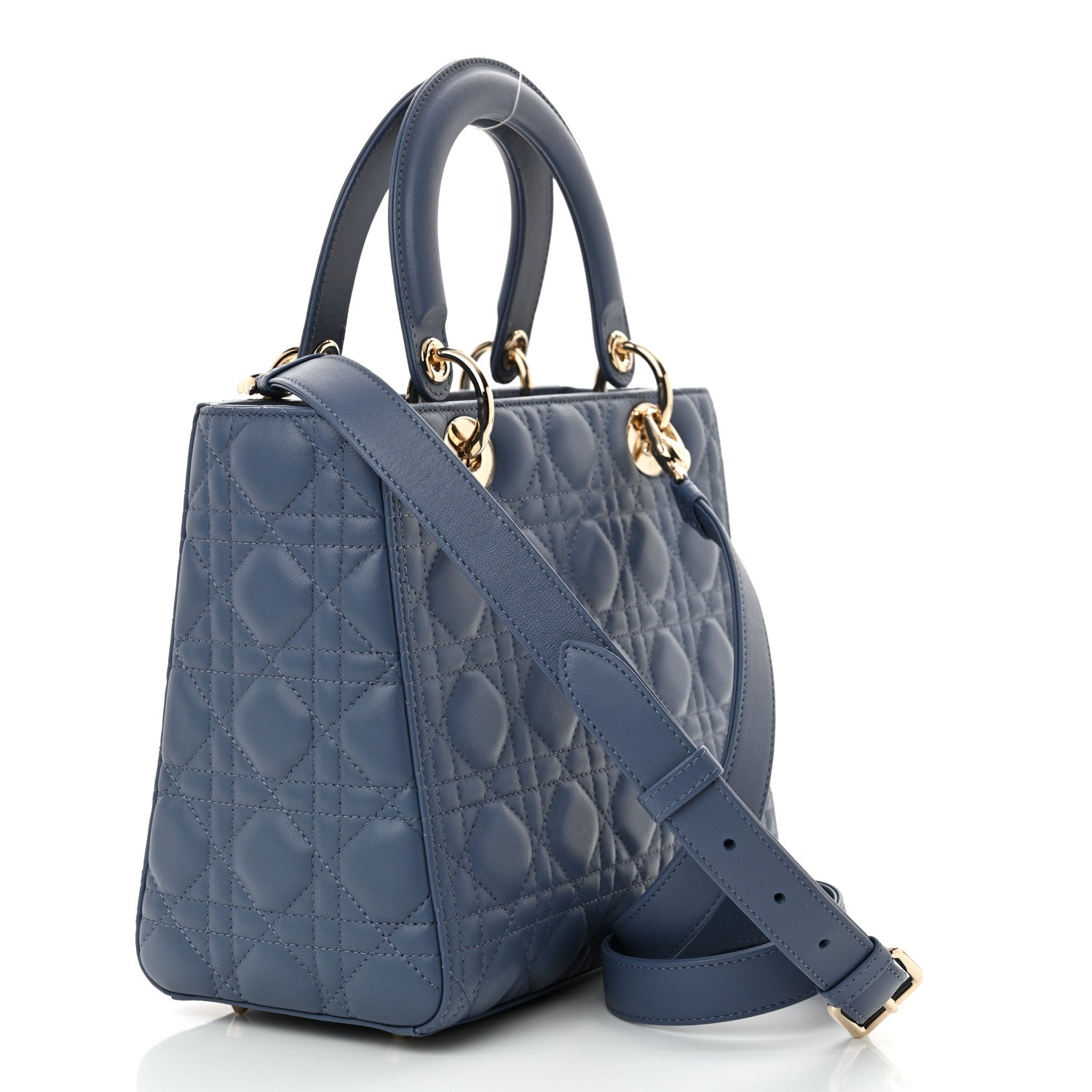 Christian Dior Lambskin Cannage Medium Lady Dior Blue 3 of 11