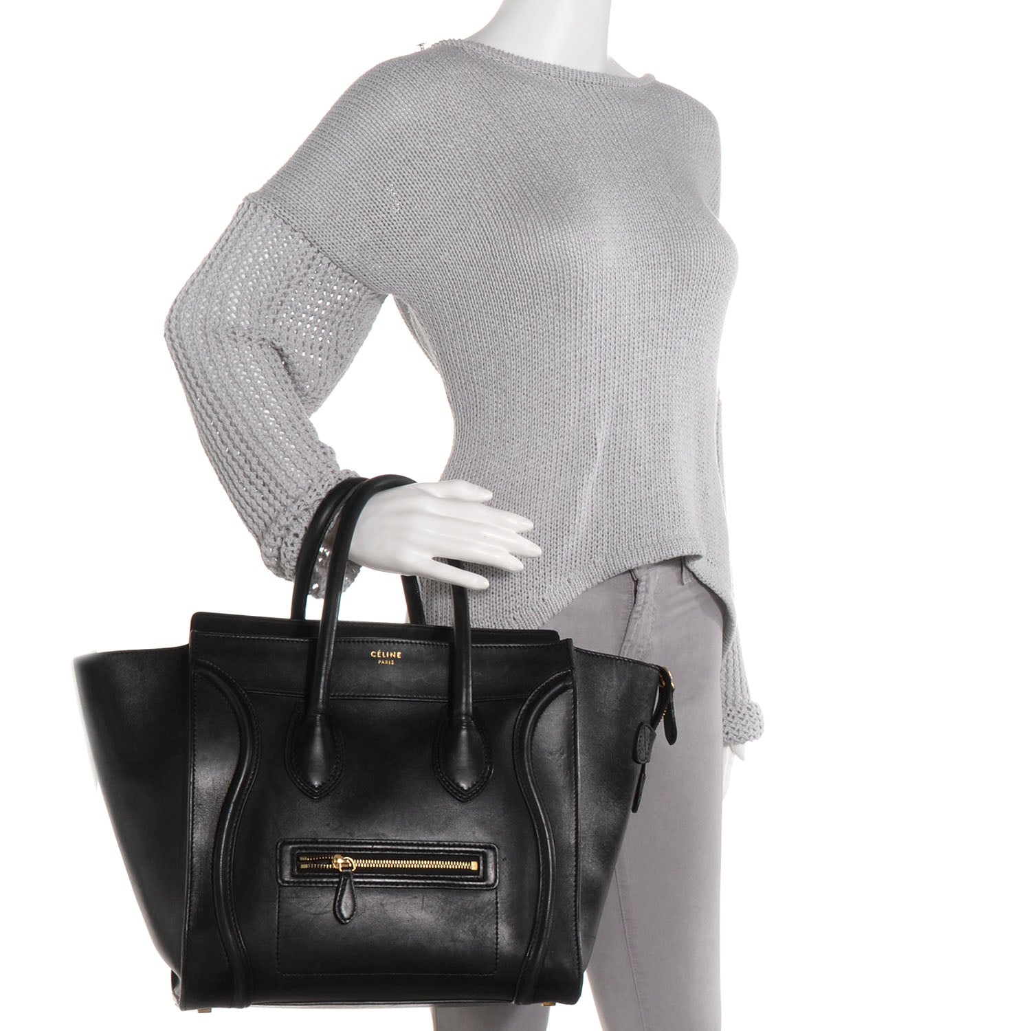 Celine Smooth Calfskin Mini Luggage Black 2 of 9