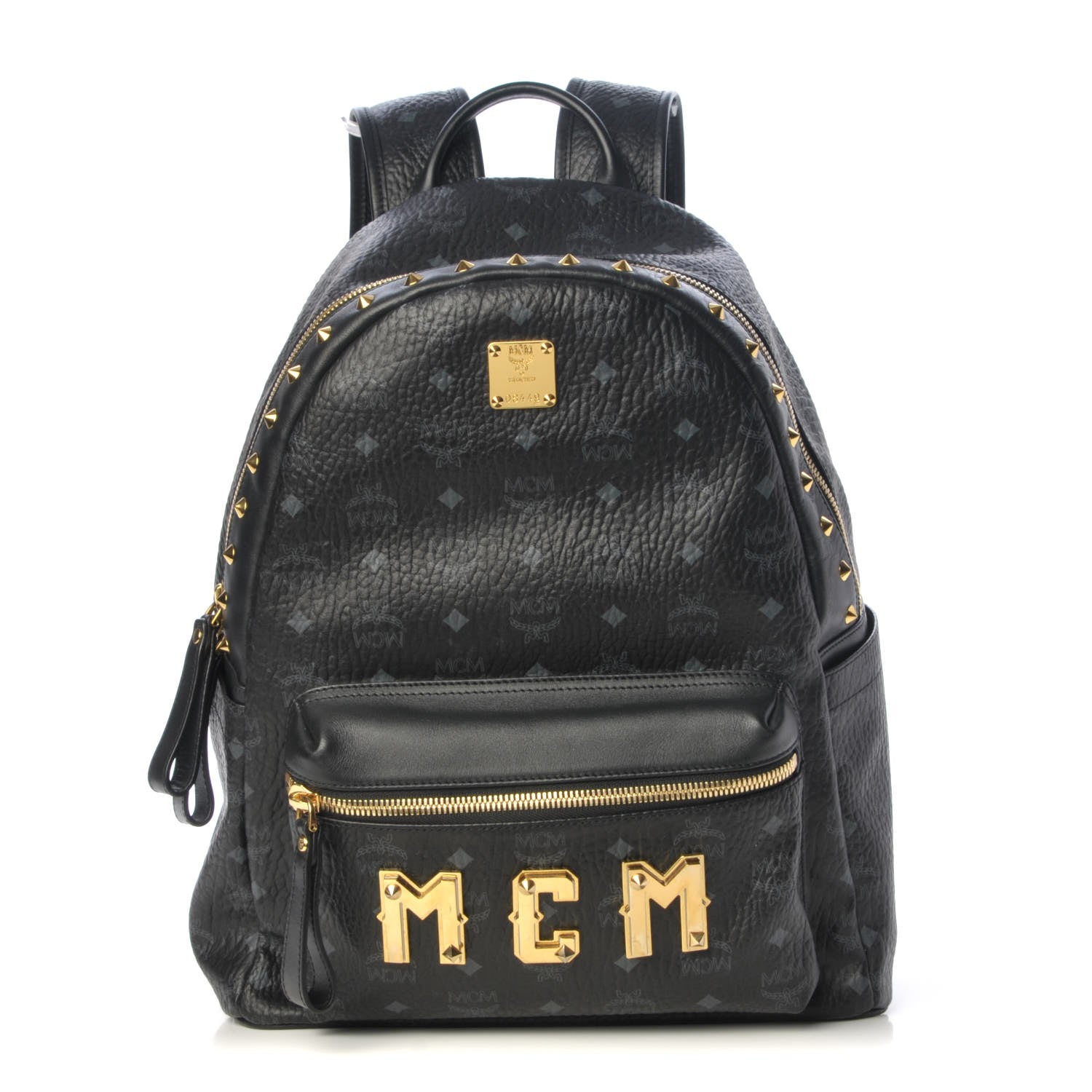 MCM Visetos Studded Medium Stark M Logo Collection Backpack Black 1 of 10