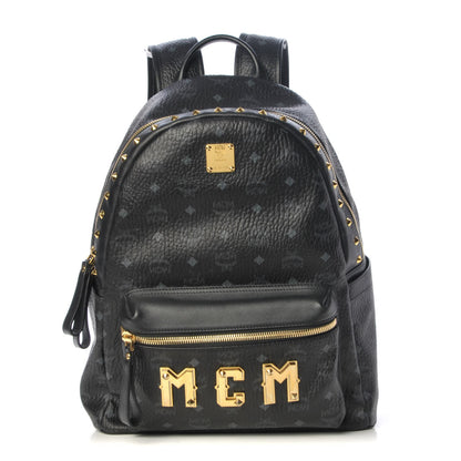 MCM Visetos Studded Medium Stark M Logo Collection Backpack Black 1 of 10