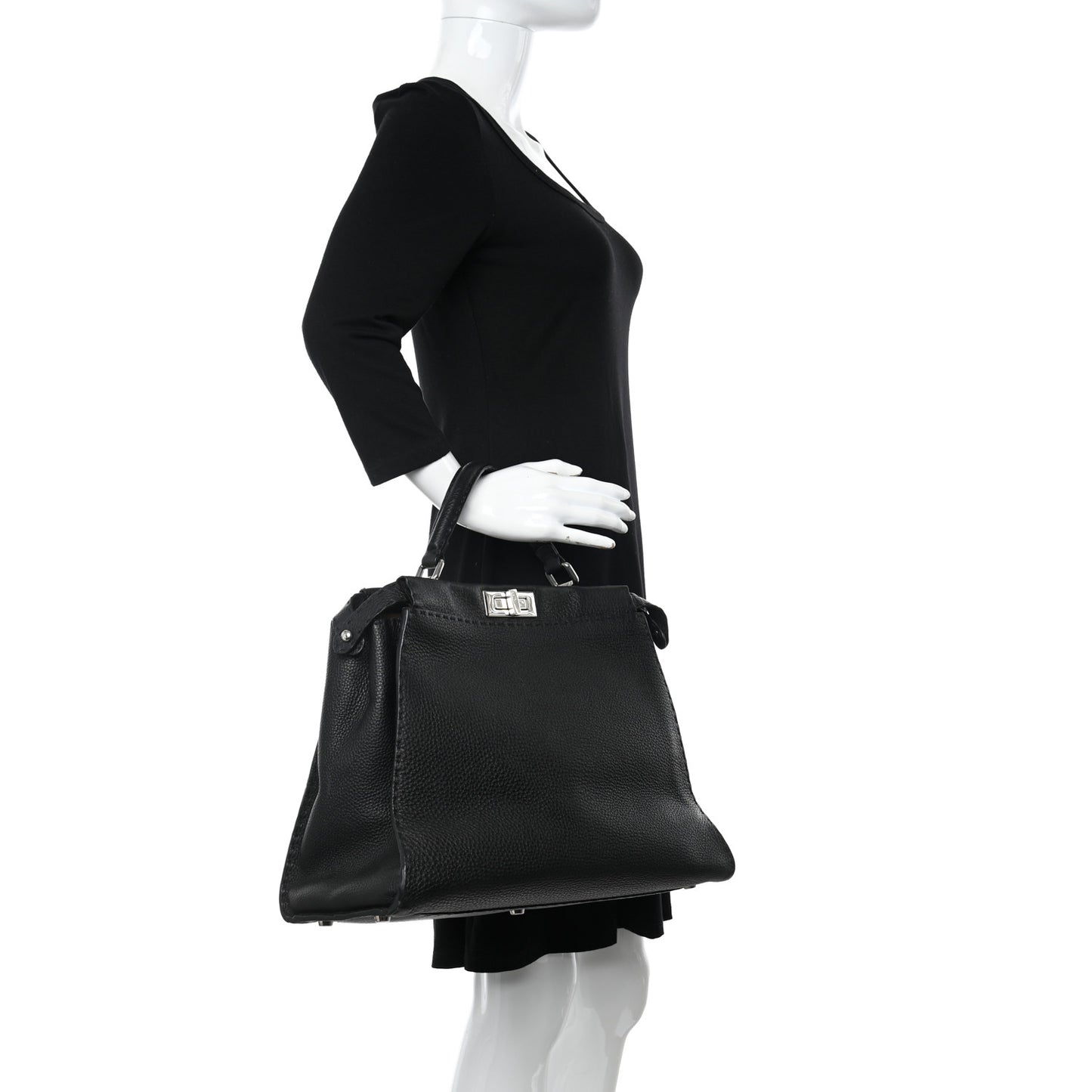 Cuoio Romano Selleria Bi-Color Large Peekaboo Iconic Satchel Black Mou