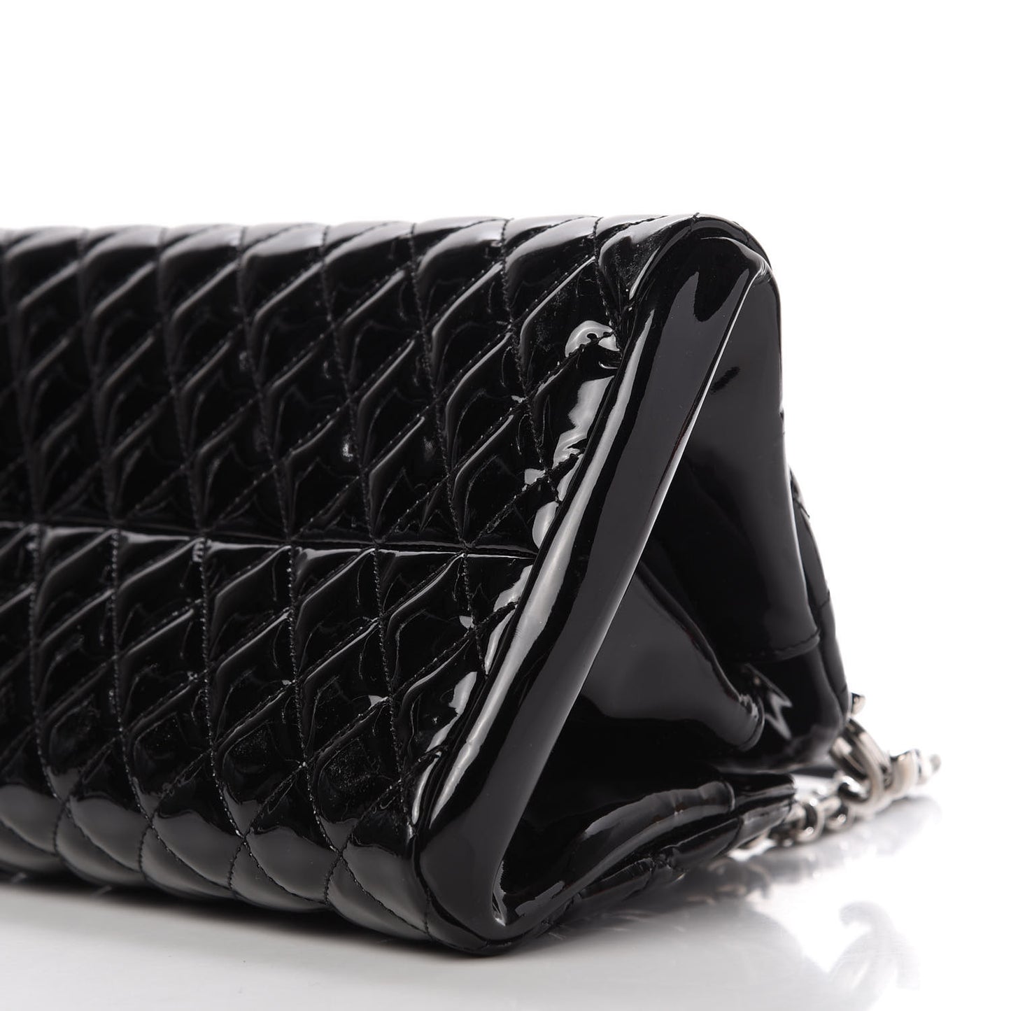 Patent Quilted Medium Just Mademoiselle Bowling Bag Black