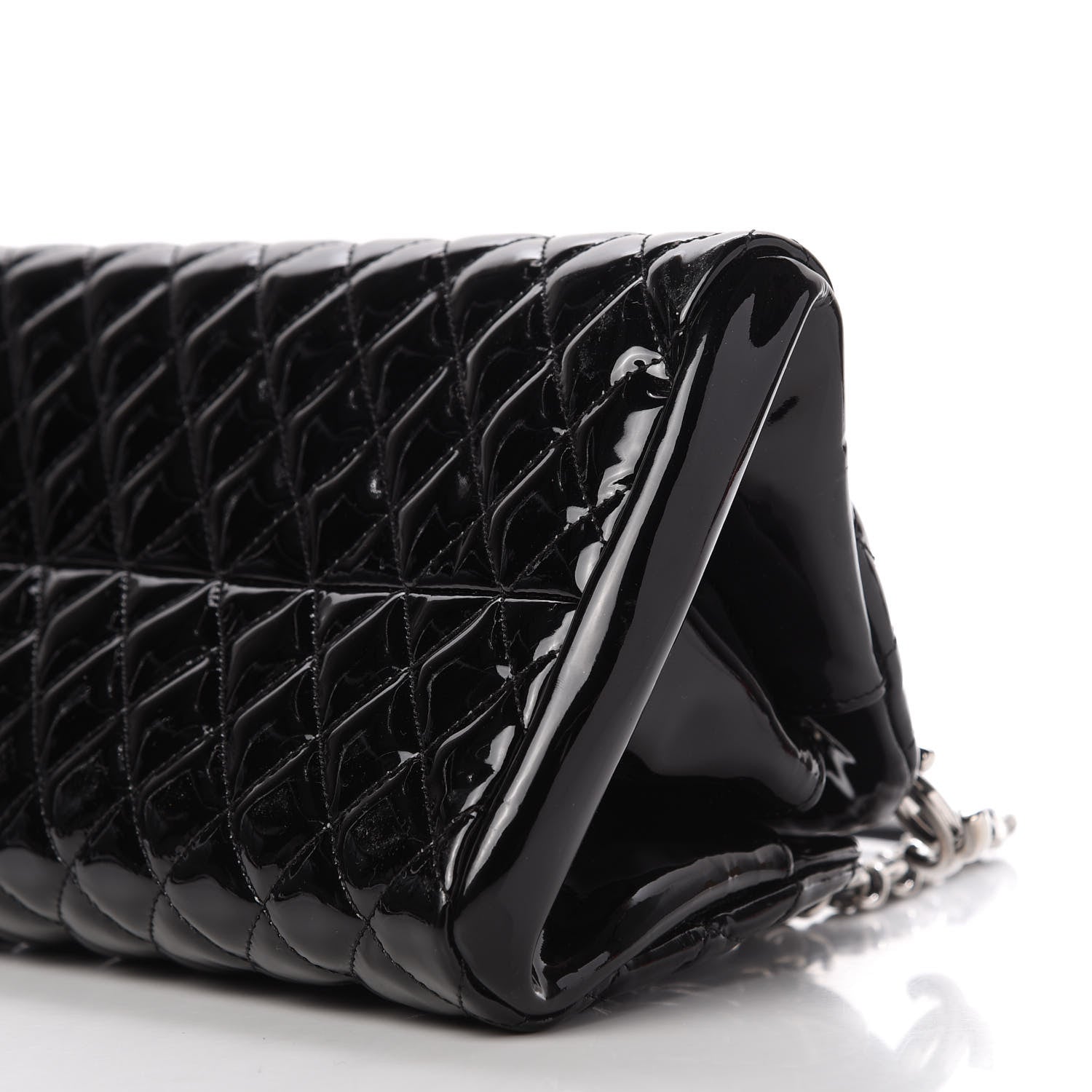 Chanel Patent Quilted Medium Just Mademoiselle Bowling Bag Black 7 of 10