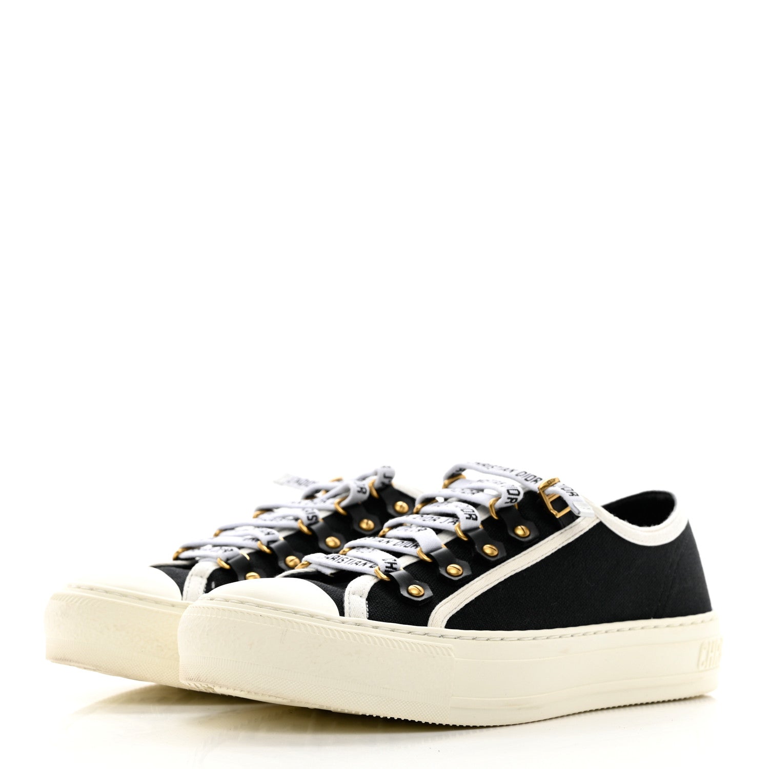 Christian Dior Canvas Walk'N'Dior Low Top Sneakers 37.5 Black 3 of 13