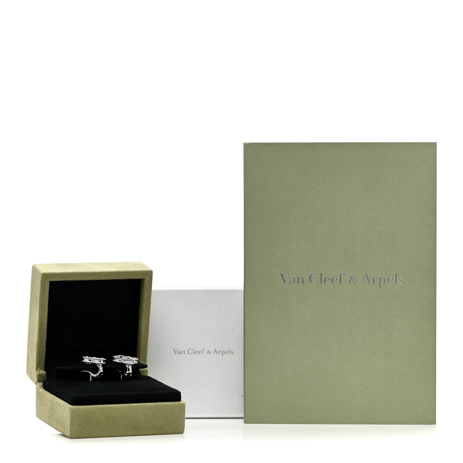 Van Cleef & Arpels 18K White Gold Guilloche Vintage Alhambra Earrings 5 of 5