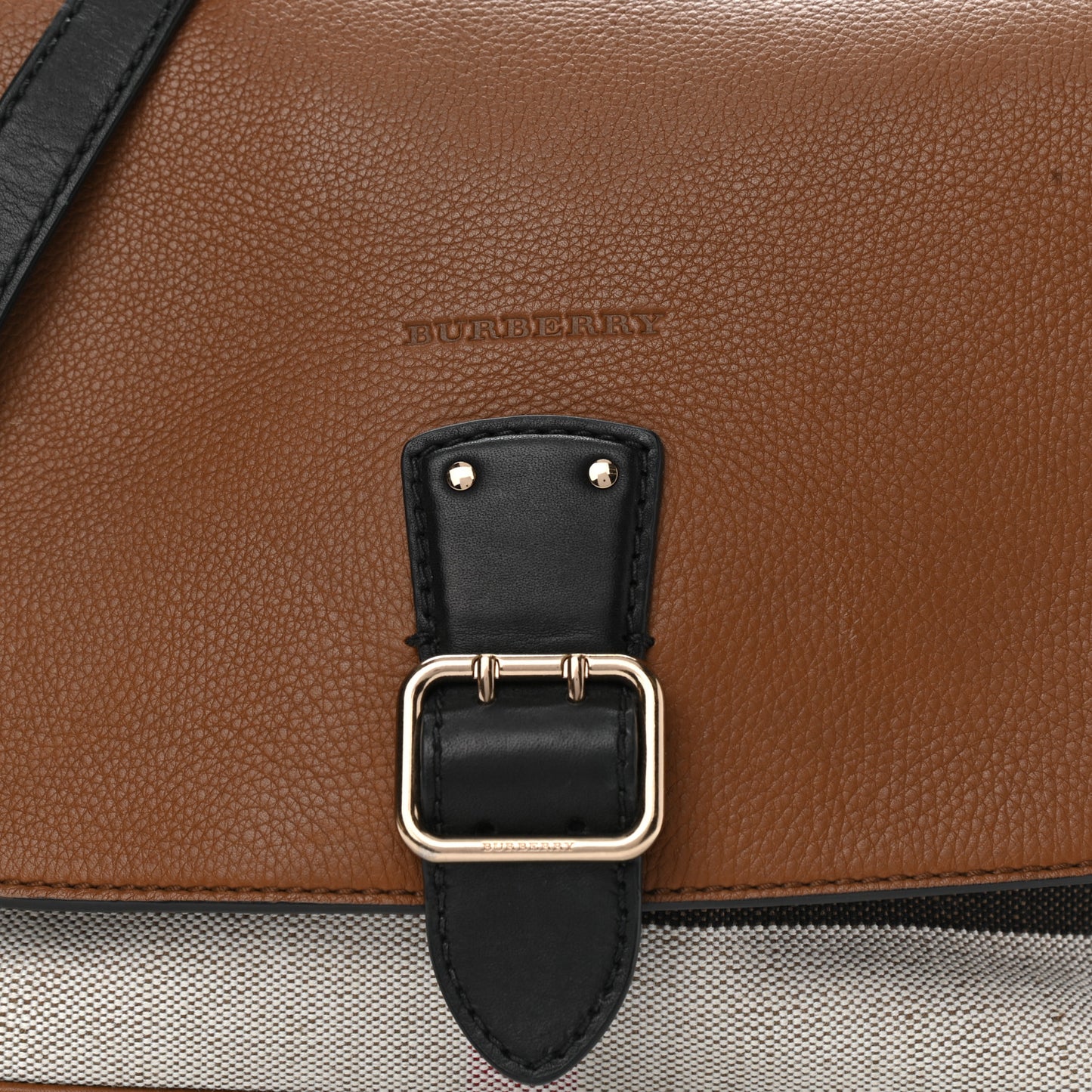 Canvas Mega Check Grainy Calfskin Small Shellwood Crossbody Brown