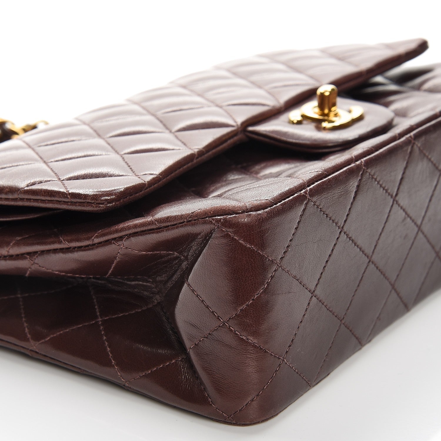 Chanel Lambskin Quilted Medium Double Flap Brown 13 of 19