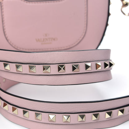 Valentino Garavani Calfskin Rockstud Halfmoon Saddle Bag Water Rose 10 of 13