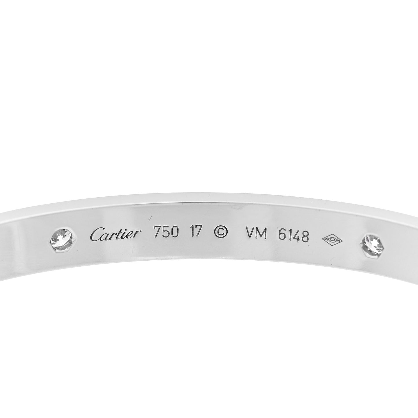 18K White Gold 4 Diamond Love Bracelet 17