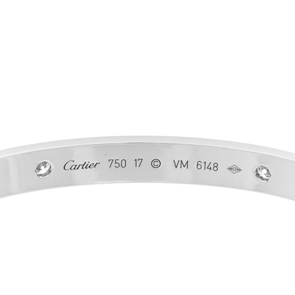 Cartier 18K White Gold 4 Diamond Love Bracelet 17 9 of 9