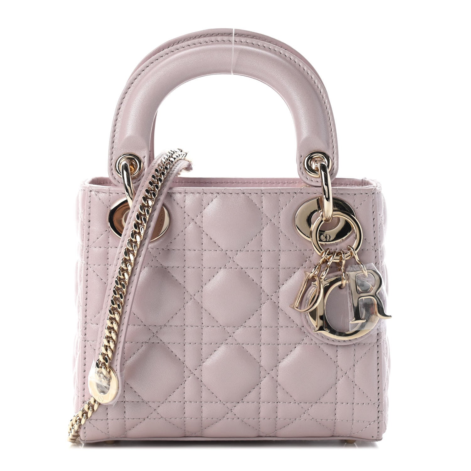 Christian Dior Metallic Lambskin Cannage Mini Lady Dior Lotus 1 of 8