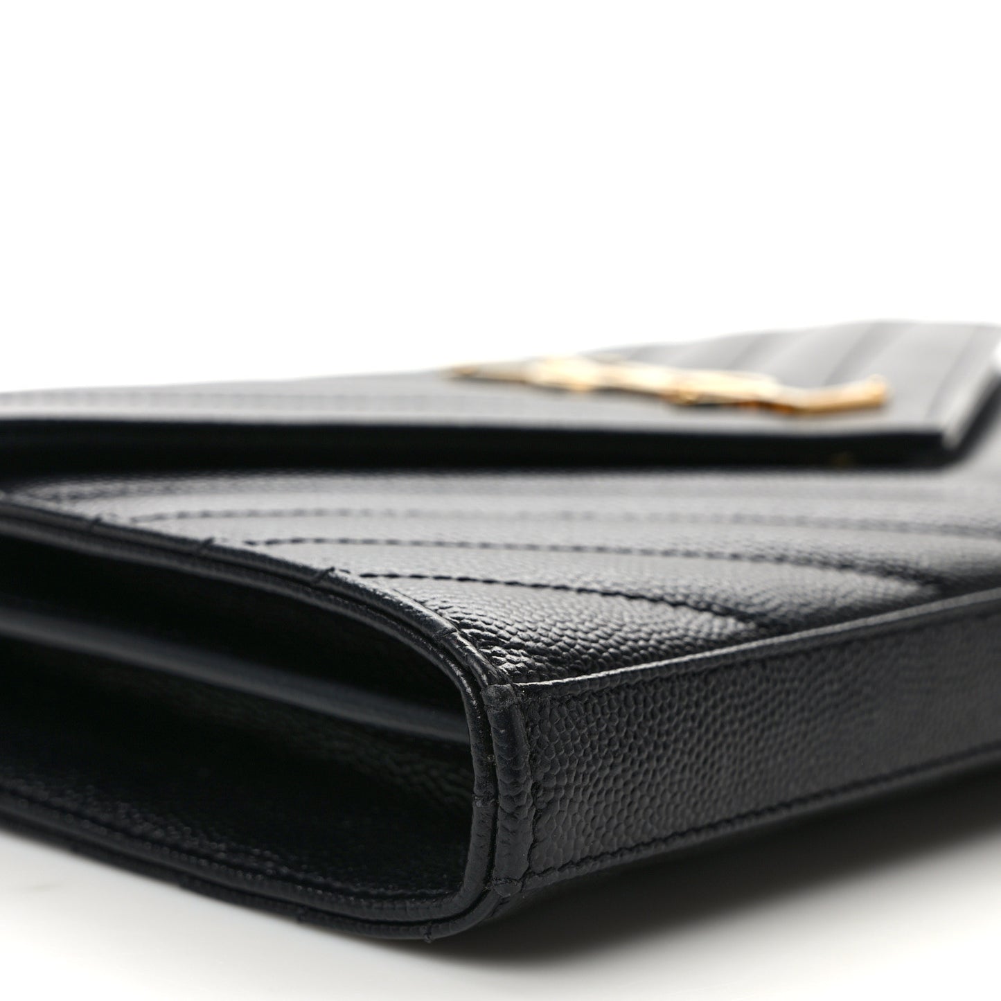 Grain De Poudre Matelasse Chevron Monogram Chain Wallet Black