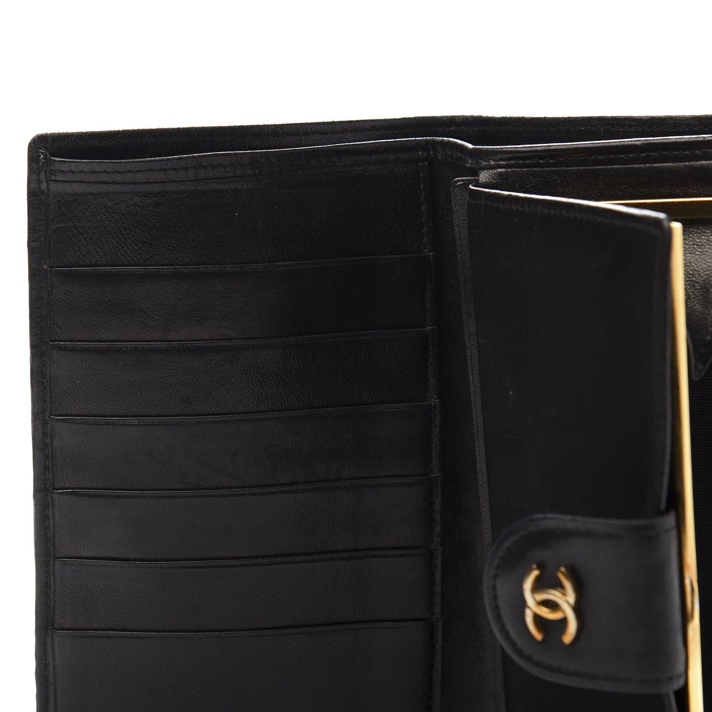 Lambskin Diamond Stitched French Wallet Black