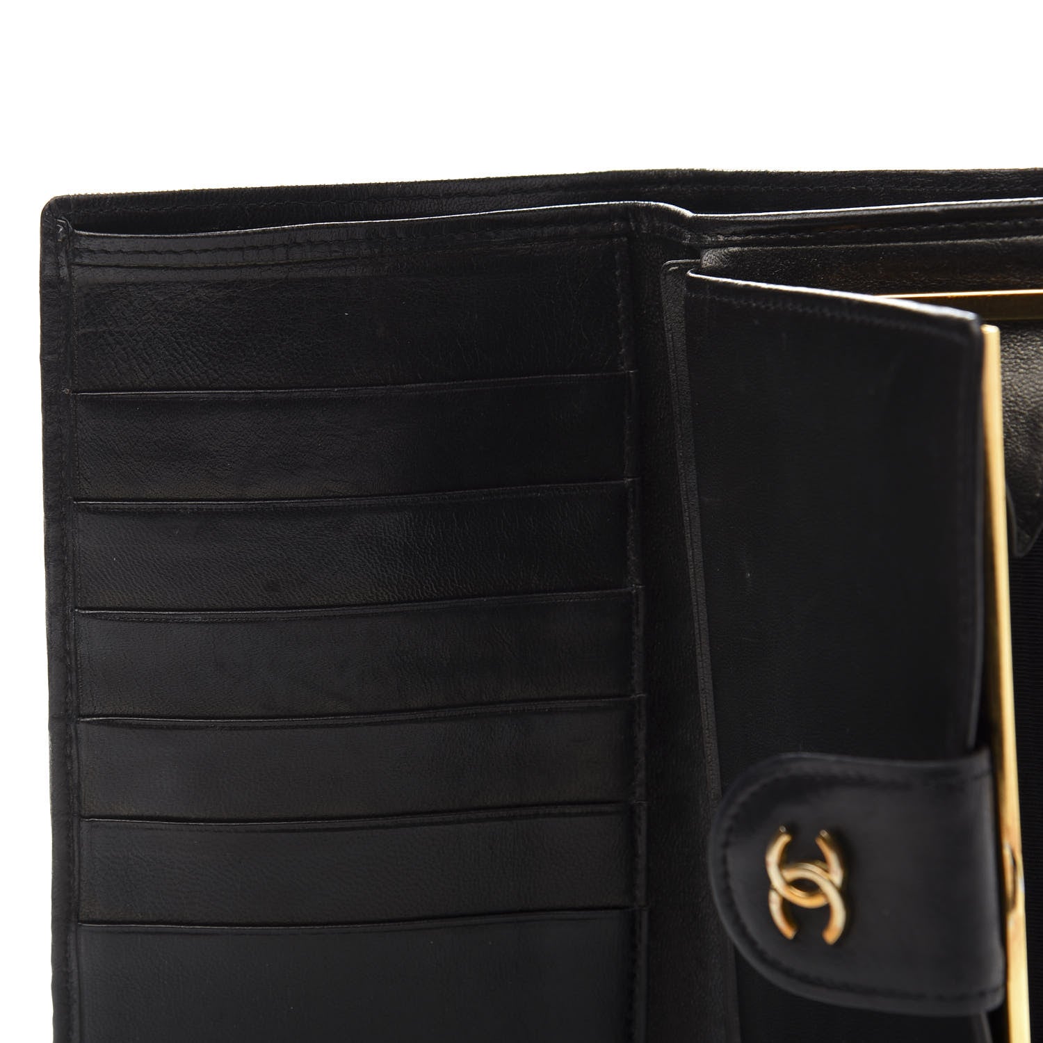 Chanel Lambskin Diamond Stitched French Wallet Black 8 of 11