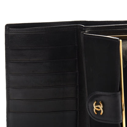Chanel Lambskin Diamond Stitched French Wallet Black 8 of 11