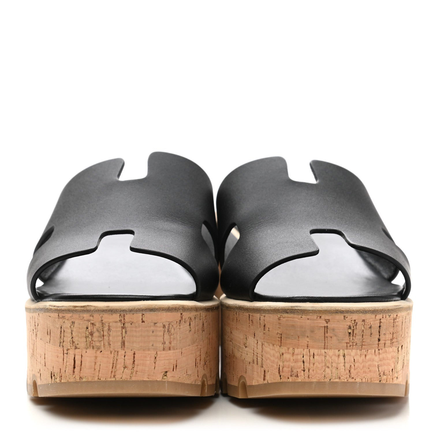 Hermes Calfskin Cork Eze 30 Sandals 40 Black 2 of 9