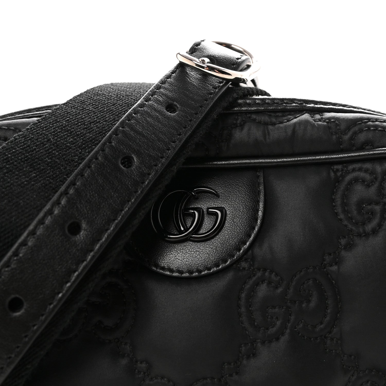 Gucci Nylon Calfskin Enamel GG Matelasse Shoulder Bag Black 7 of 9