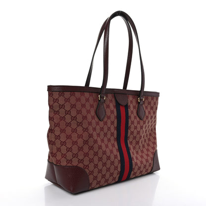 Gucci Monogram Textured Dollar Calfskin Web Medium Ophidia Shopping Tote Sahara Rubino Chardonnay 3 of 9