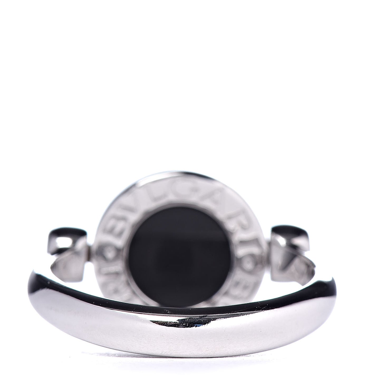 18K White Gold Diamond Black Onyx Bvlgari Bvlgari Flip Ring 48 4.5