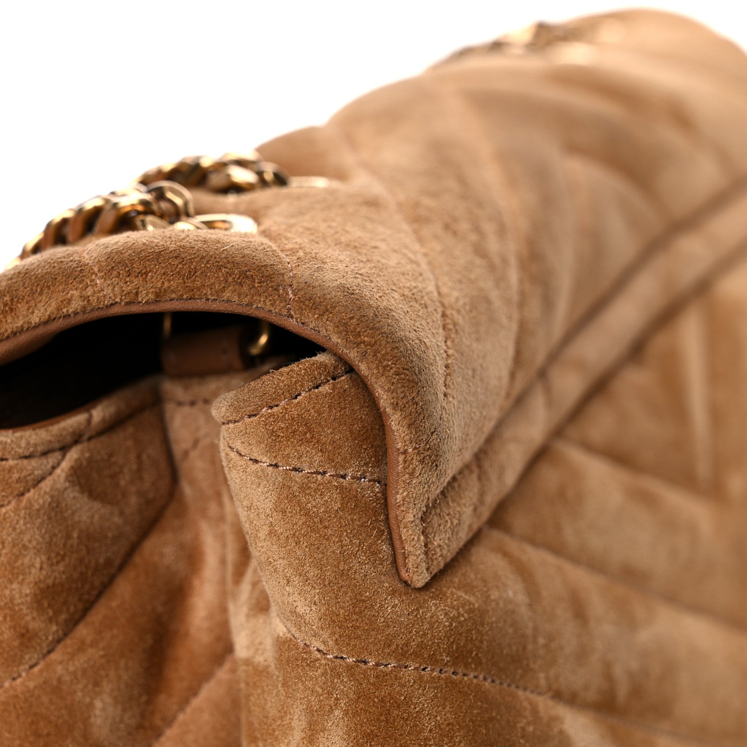 Saint Laurent Suede Y Quilted Monogram Medium Loulou Chain Satchel Cinnamon 20 of 27