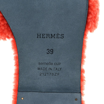 Hermes Woolskin Oran Sandals 39 Orange 7 of 9