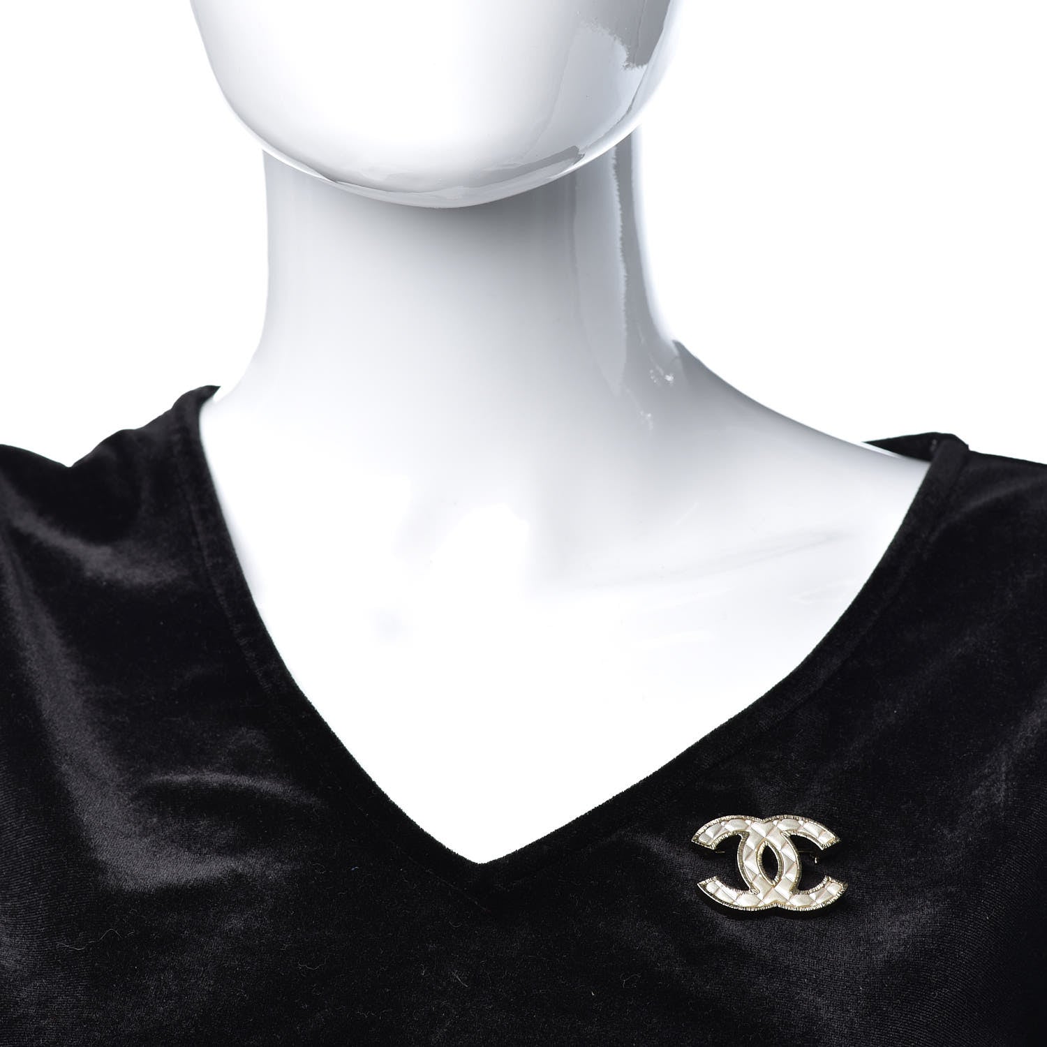 Chanel Metal Quilted CC Brooch Silver Gold 2 of 5