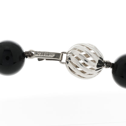 Tiffany Sterling Silver Black Onyx 10mm Paloma Picasso Bead Necklace 5 of 6