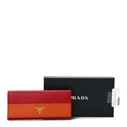 Prada Saffiano Bi-Color Metal Continental Flap Wallet Fuoco Papaya 17 of 17