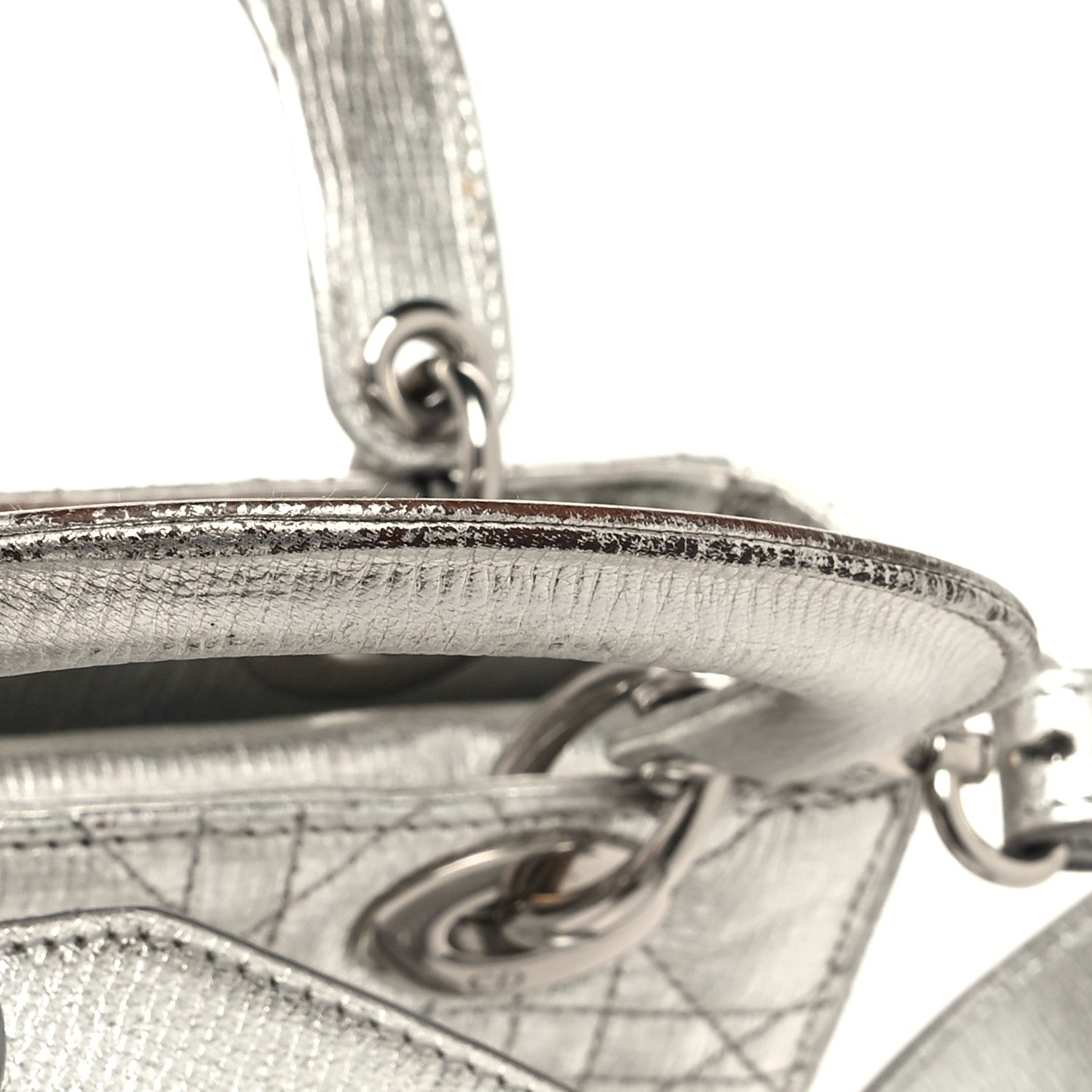 Christian Dior Metallic Grained Calfskin Cannage Small Lucky Badges My Lady Dior Silver 15 of 18