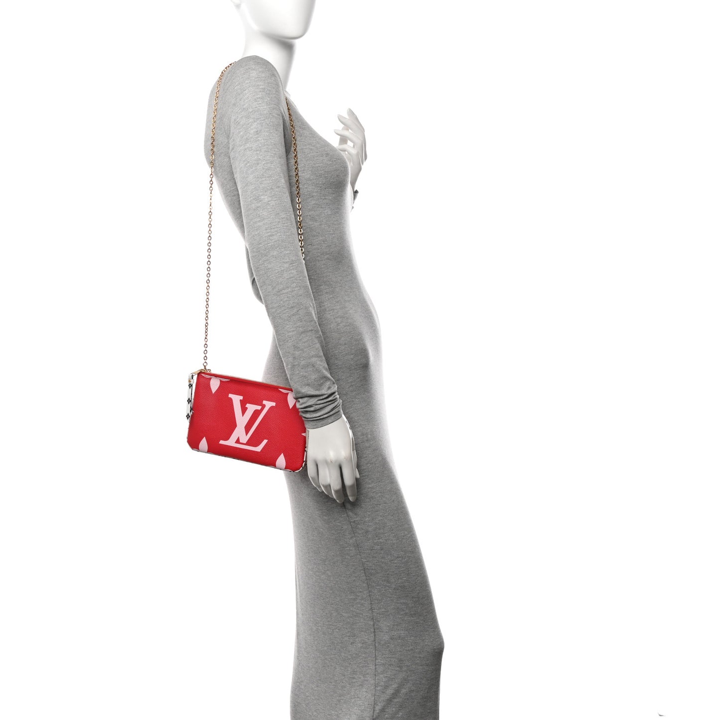 Monogram Giant Double Zip Pochette Rouge
