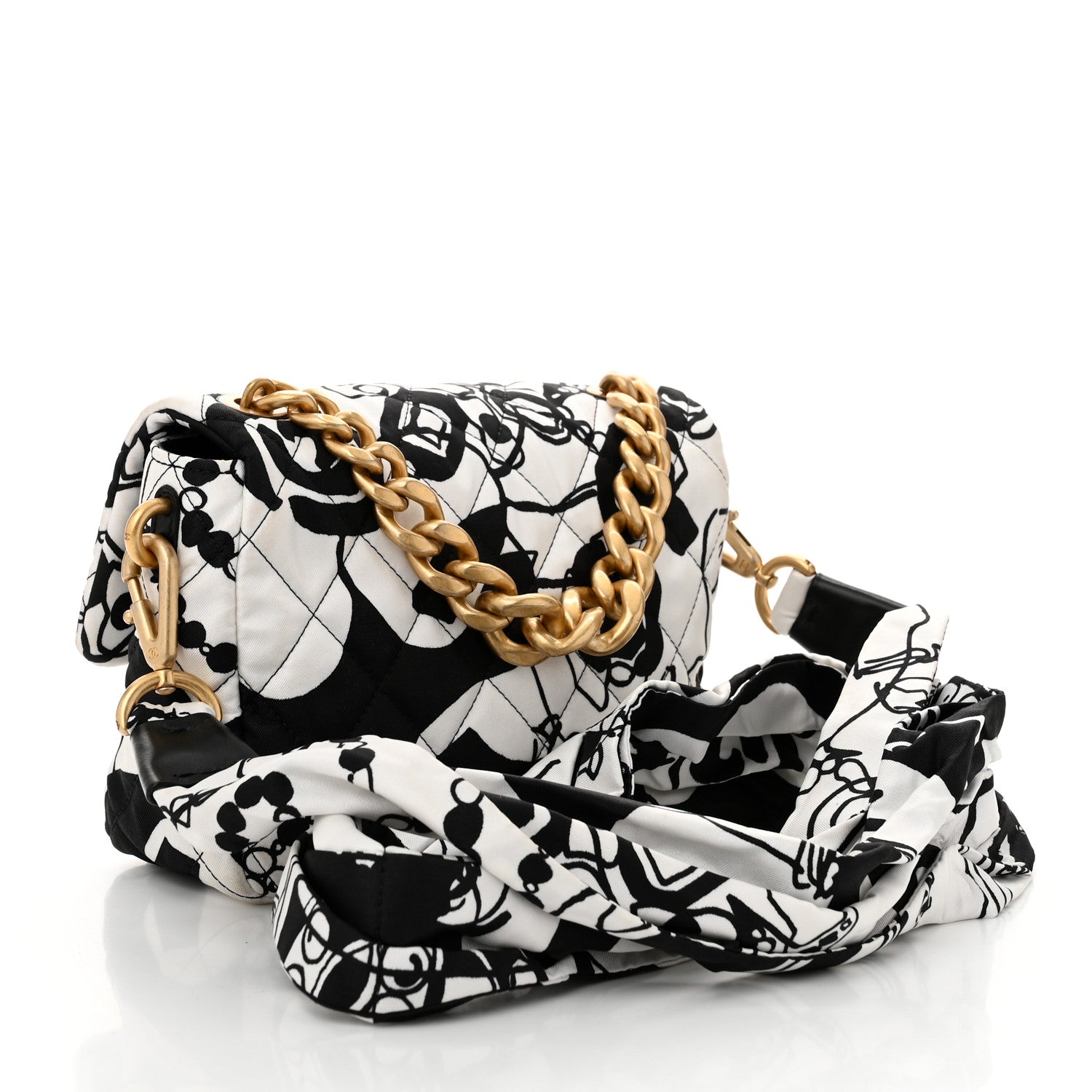 Chanel Canvas Printed Deer Coco Mini Single Flap White Black 3 of 10