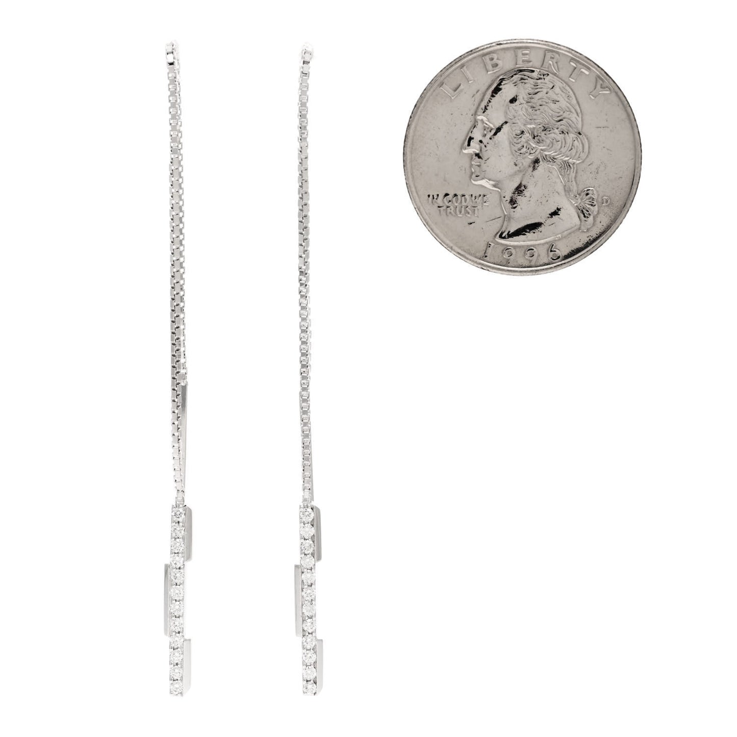 18K White Gold Diamond Link to Love Chain Earrings